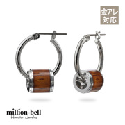 ハワイアンジュエリー コアウッドバレル フープピアス 幅20mm  金属アレルギー対応 純チタンポスト HE-SWP1002