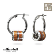 ハワイアンジュエリー コアウッドバレル フープピアス 幅20mm  金属アレルギー対応 純チタンポスト HE-SWP1006
