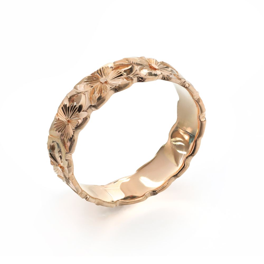 ハワイアンジュエリー 14Kピンクゴールド フラット 幅4mm 厚み1.2mm  