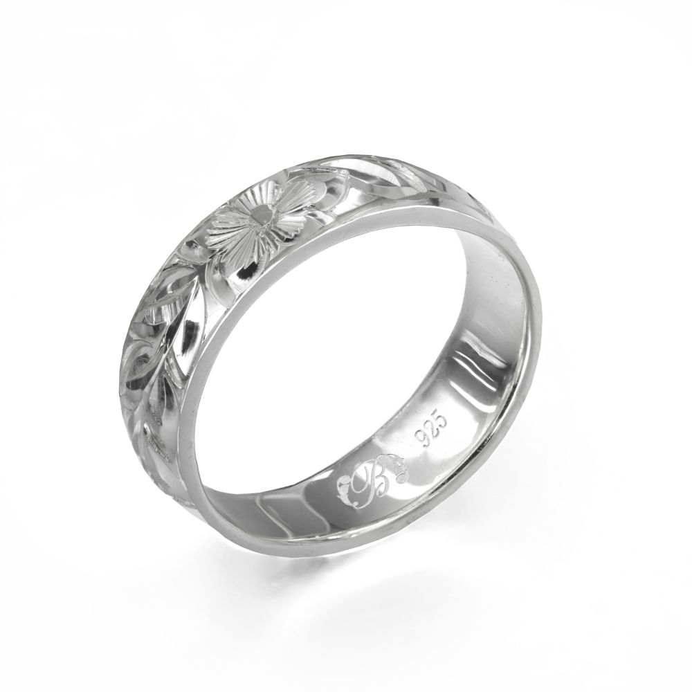 シルバー925 バレル 幅4mm 厚み1.5mm マイレリーフ ノーエッジ リング SB4B-E15
