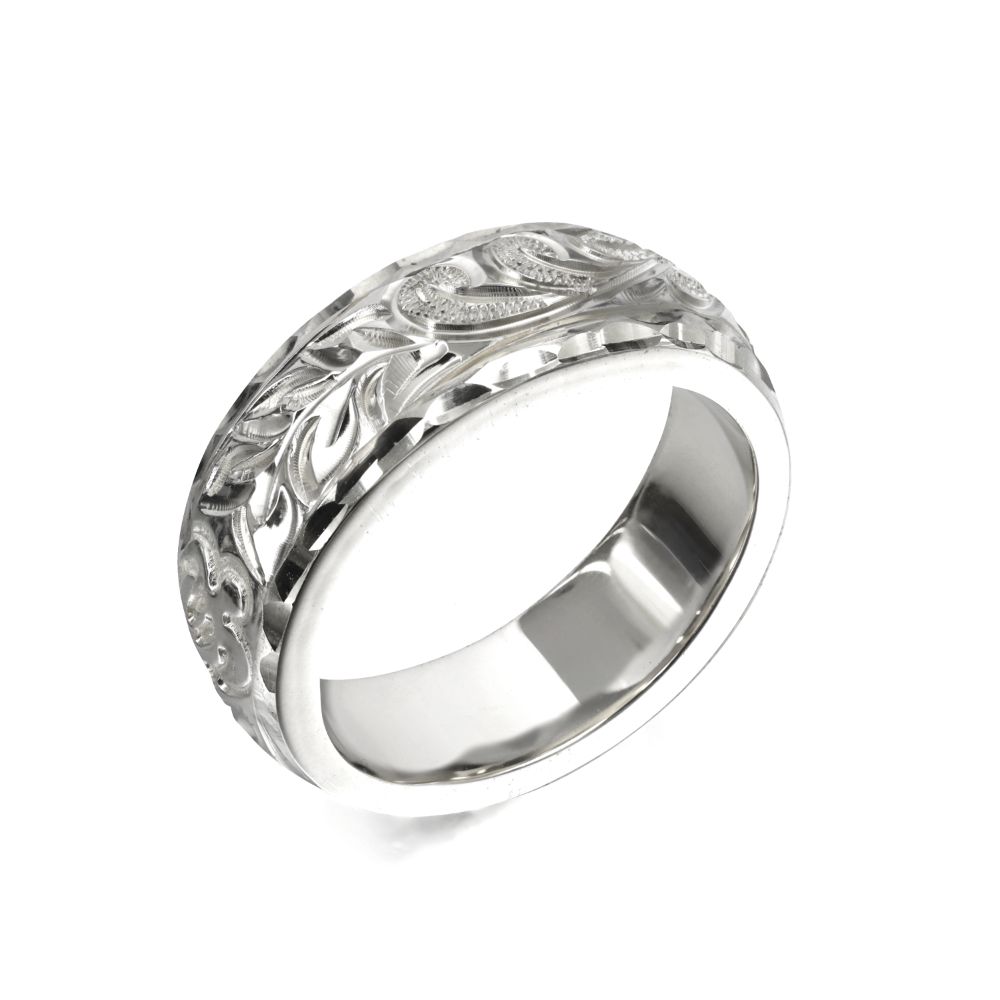 シルバー925 バレル 幅6mm 厚み2mm マイレ＆カレイキニ ダイヤモンドカット リング SB6C-C20