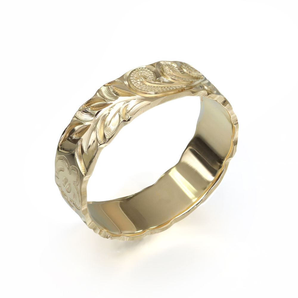 ハワイアンジュエリー14K イエロー ゴールド リング マイレ カットアウト ハワイアンジュエリー14K イエロー ゴールド リング マイレ