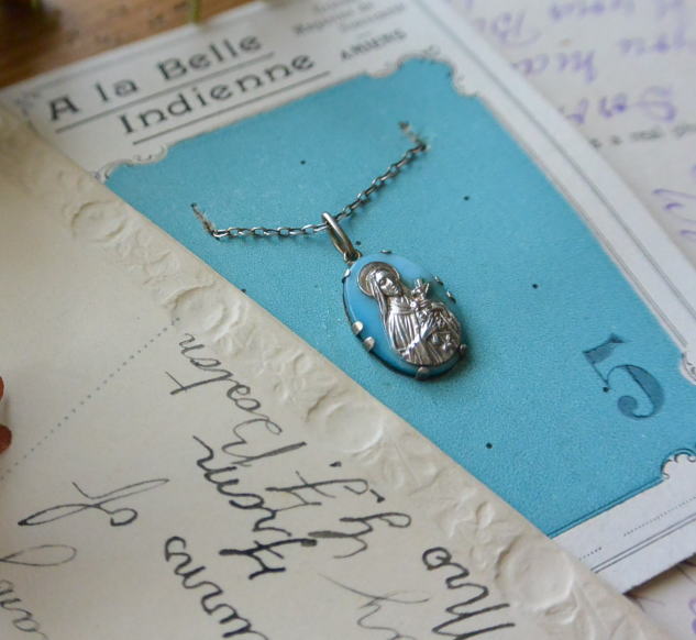 【日本発送】A-008　フランスアンティークネックレス　シルバー