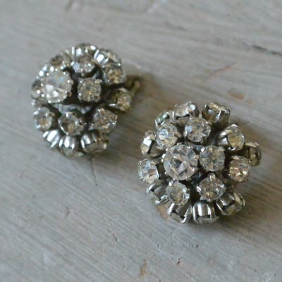 【日本発送】A-132　フランスアンティーク/ヴィンテージイヤリング　メタル＆ガラス