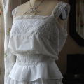 B-170　フレンチアンティーク　手刺繍＆レース　コットンキャミソール