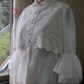 B-297　フランスアンティークブラウス　ケミカルレース&オーガンジー