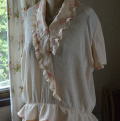 B-824　フランスアンティーク服　アンティークリネン＆シルクワンピース