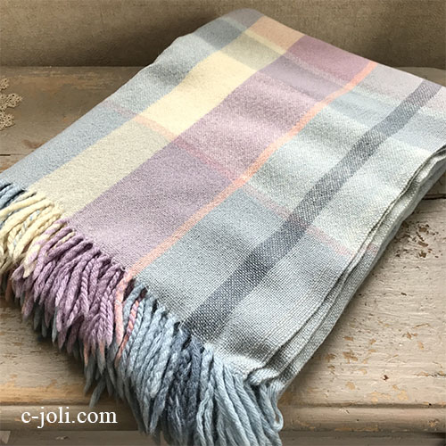 B-930 イギリスヴィンテージウールブランケット ウールxコットンライト