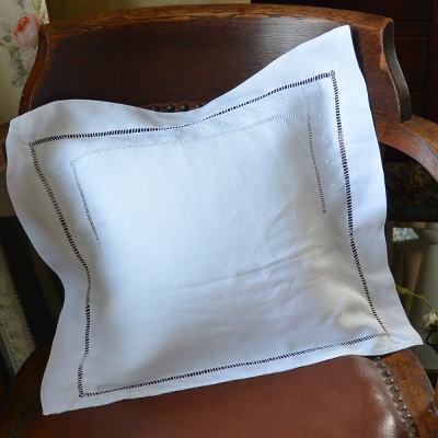 【日本発送】B1257　フランスアンティークリネンベビーピローケース/ミニクッションケース　手刺繍リネン 46x39cm