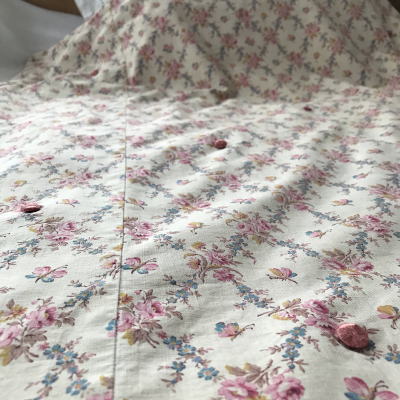 B1508 フランスアンティークコットンブランケットケース/アンティーク生地　ローズ柄ブランケットケース 96x153cm