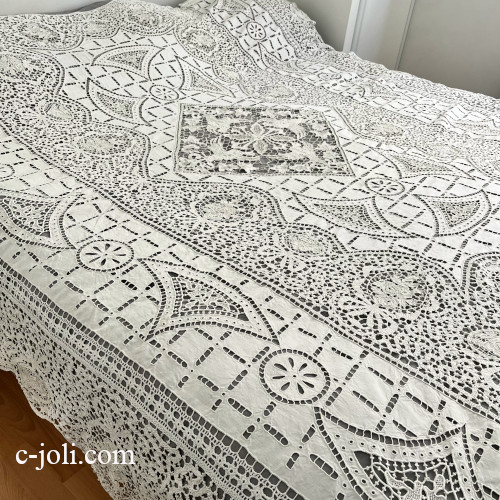 アンティークフランスレース (ベッドカバーレース) フランス アンティーク チュールレースベッドカバ