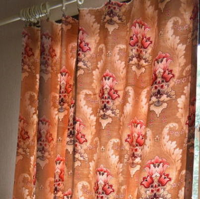 C-502　フランスアンティークコットンカーテン　1900年花柄コットンクロス