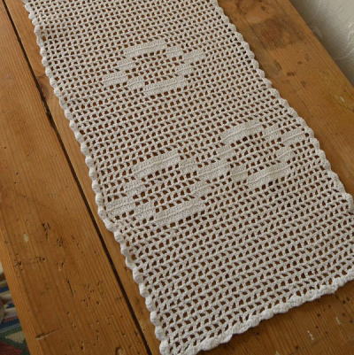 【日本発送】C-515　イギリスアンティークレースカーテン　コットンクロシェレース 75cm