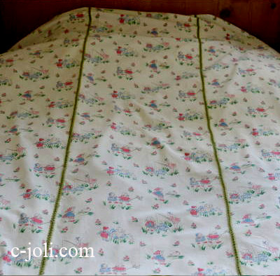 【日本発送】C-598  フランスアンティークコットンカーテン/ベッドスプレッド　コットンチャイルドカーテン 118x234cm