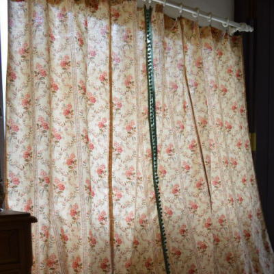 C-646　フランスアンティークカーテン2枚　リネンカーテン 2m81