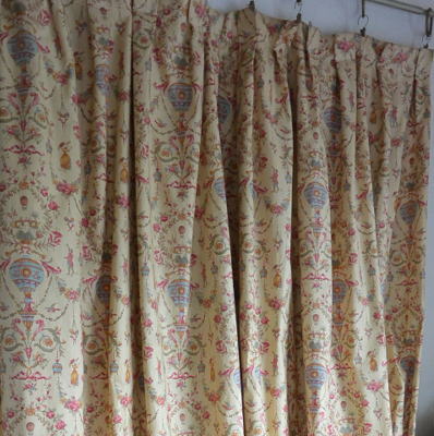C-731 フランスアンティークカーテン 20世紀初頭ライナー付コットン
