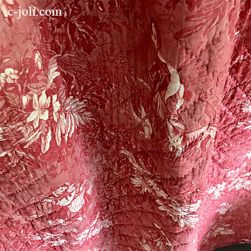 C1153 フランスアンティークトワルドジュイカーテン　19世紀Toile de Jouyコットンカーテン/アンティークキルト 1m90