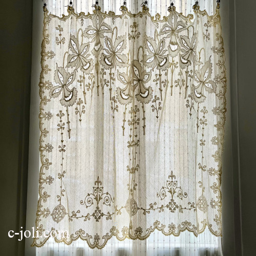 専用になります。フランスアンティークカ－テン 在庫2) フランス アンティーク カーテン ブラウン 19世紀 52 cm x 2 m