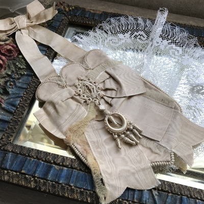 E-889　フランスアンティークバッグ/ポシェット/コミュニヨンバッグ　シルク