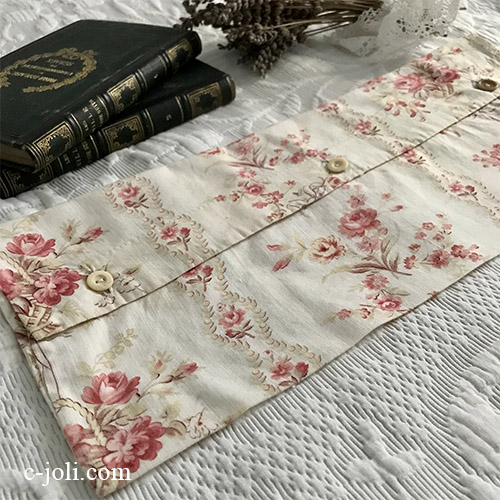 【パリ発送】E1074 フランスアンティークローズ柄コットンポーチ 40x17cm