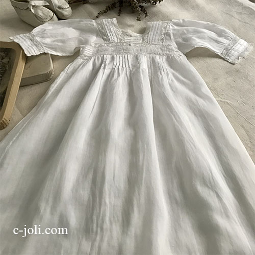 パリ発送】E1080 フランスアンティークベビードレス/セレモニードレス