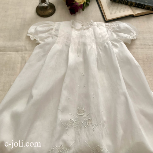 パリ発送】E1109 フランスアンティークベビードレス/セレモニードレス