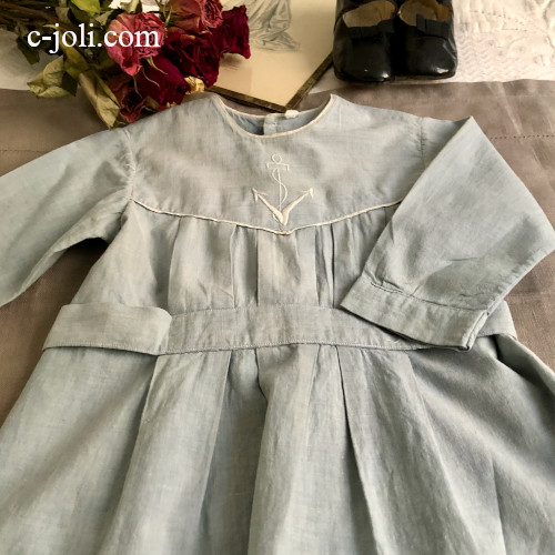 パリ発送】E1129 フランスアンティークベビードレス/ベビーワンピース