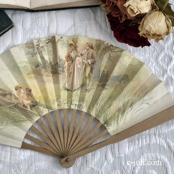 パリ発送】E1143 フランスアンティーク扇子/エヴァンタイユ