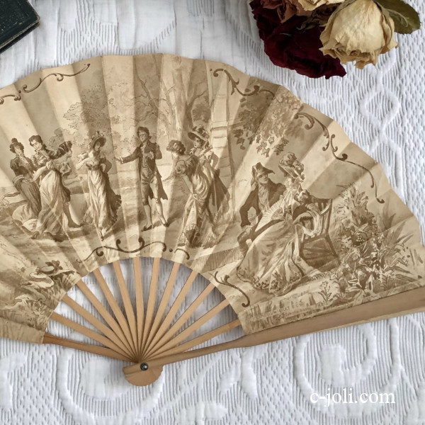 フランスアンティークフェザーファン　エヴァンタイユ扇子　羽根　おまけポストカード ホワイトフェザーのファン エヴァンタイユ フランスアンティーク 扇子