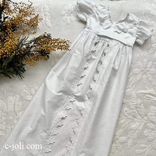 パリ発送】E1185 フランスアンティーク洗礼式用ベビードレス