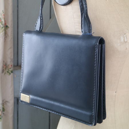 【日本発送】F-064　フランスヴィンテージフェイクレザーバッグ/ハンドバッグ　