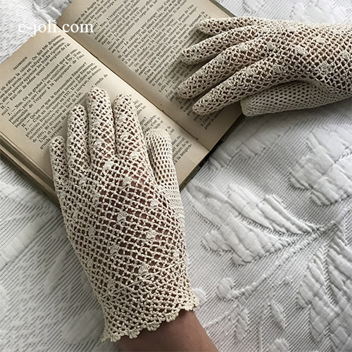 パリ発送】F-094 フランスアンティークレース手袋/ウェディング