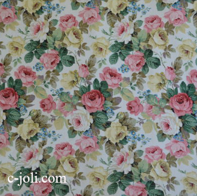 【日本発送】K-393 イギリスアンティークコットンファブリック　ローズ柄コットン生地 120x130cm