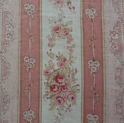 K-602　フランスアンティークリネンファブリック/カーテン　ローズ柄リネン生地 220x220cm
