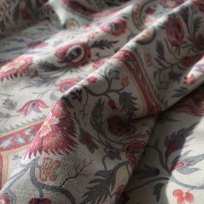 【日本発送】K-722　フランスアンティーク布/アンティークファブリック　コットンファブリック 81x120cm