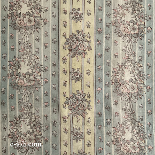 【パリ発送】K-822 フランスアンティーク布/アンティークファブリック 花柄アンティークリネンファブリック/麻生地 79x280cm