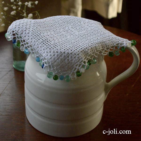 【日本発送】L-004　イギリスアンティークレースジャグカバー　MILKミルクジャグカバー　　