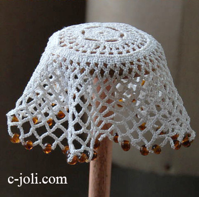 【日本発送】L-056　ガラスビース　アンティークジャグカバー　ブラウン