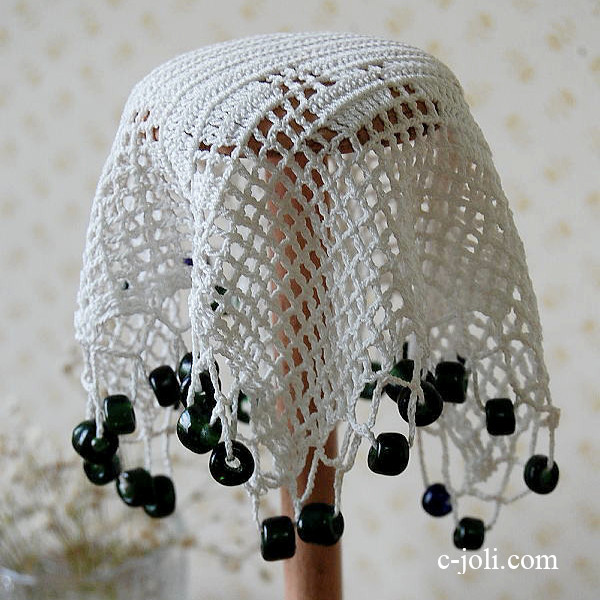 【日本発送】L-148　英国アンティーク　ガラスビーズジャグカバー　