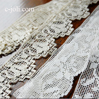 【日本発送】L-245　アンティークテープレース　ペア（105+88cm）　