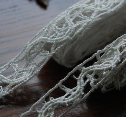 【日本発送】L-355　フランスアンティーク　コットンレース1m84+1m75