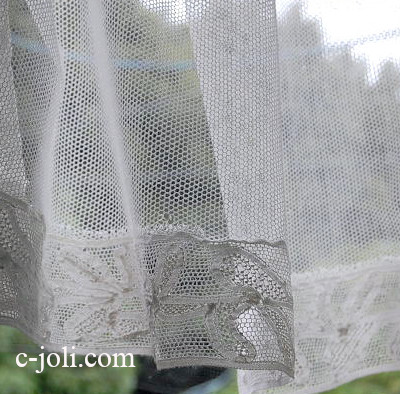 【日本発送】L-386　フランスアンティークレース　コットンチュールレースクロス　51x140cm