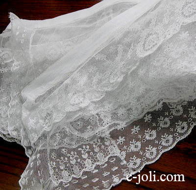 【日本発送】L-497　フレンチアンティークレース　コットンチュールレース2m84