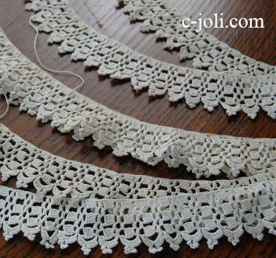 【日本発送】L-520　イギリスアンティークレース　コットンクロシェレース38cm+142cm