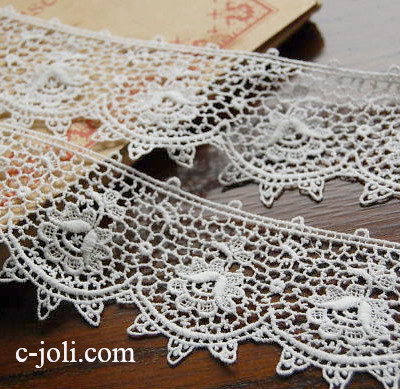 【日本発送】L-724　フレンチアンティークレース　コットンケミカルレース　2m07