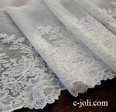 【日本発送】L-846　フランスアンティークレース　コットンチュールレースクロス 110cm