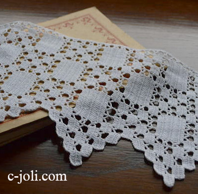 【日本発送】L1005　イギリスアンティークレース　コットンクロシェレース65cm