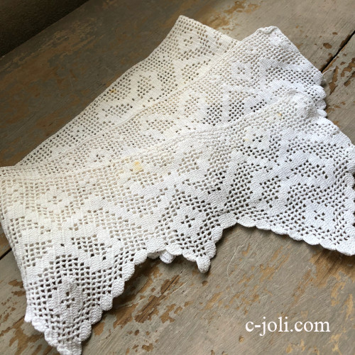 【日本発送】L1008　イギリスアンティークレース　コットンクロシェレース111cm