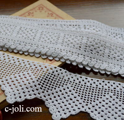 【日本発送】L1329　イギリスアンティークレース/テープレース　コットンクロシェレース 47cm+186cm