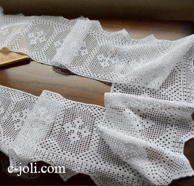 【日本発送】L1330　イギリスアンティークレース/テープレース　コットンクロシェレース 2m50